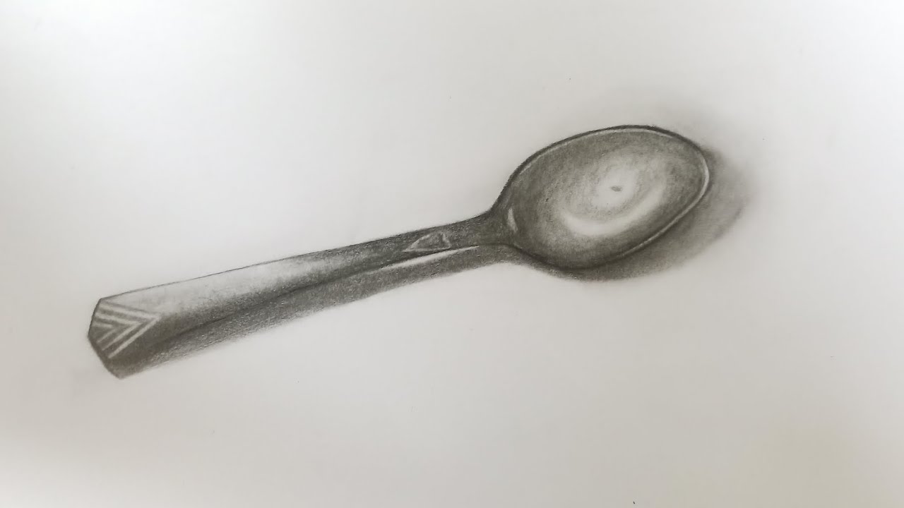 How to draw realistic spoon with graphite pencil for beginners spoon 