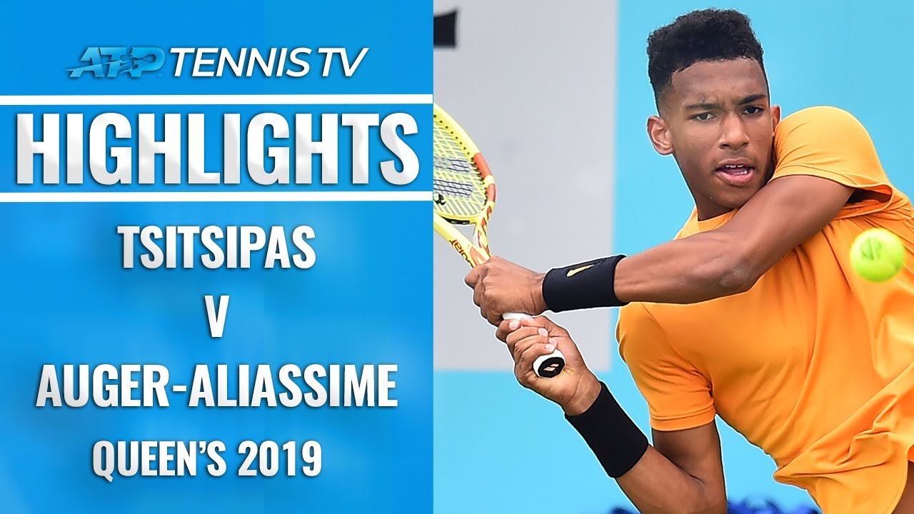 Tsitsipas v Auger-Aliassime Best Shots and Match Point Queens 2019