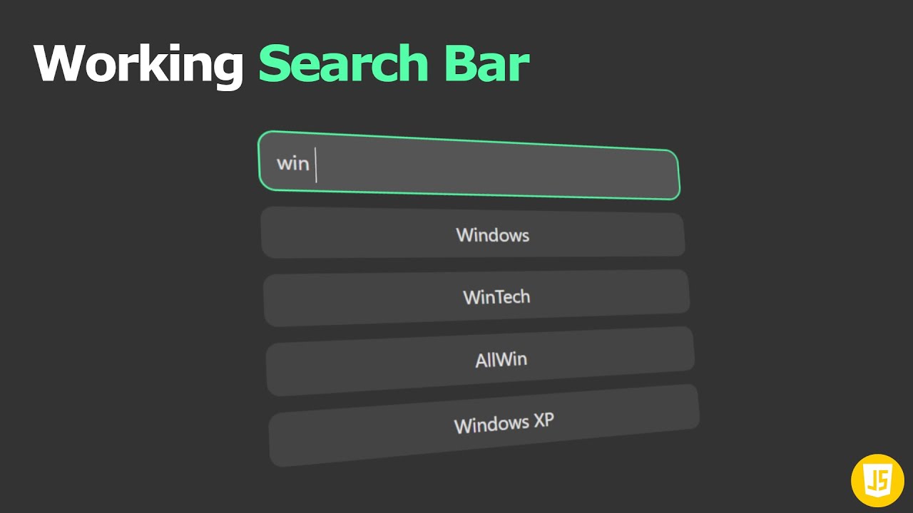 Working Search Bar in JavaScript | Beginner Friendly - YouTube