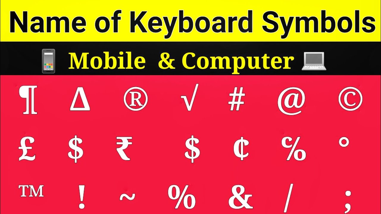 Computer Keyboard Symbols Names