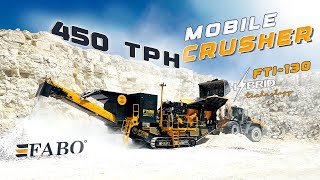Fabo Fti-130 Tracked Mobile Stone Crusher 400-450 Tph For Limestone,Gypsum,Marble And Recycling.