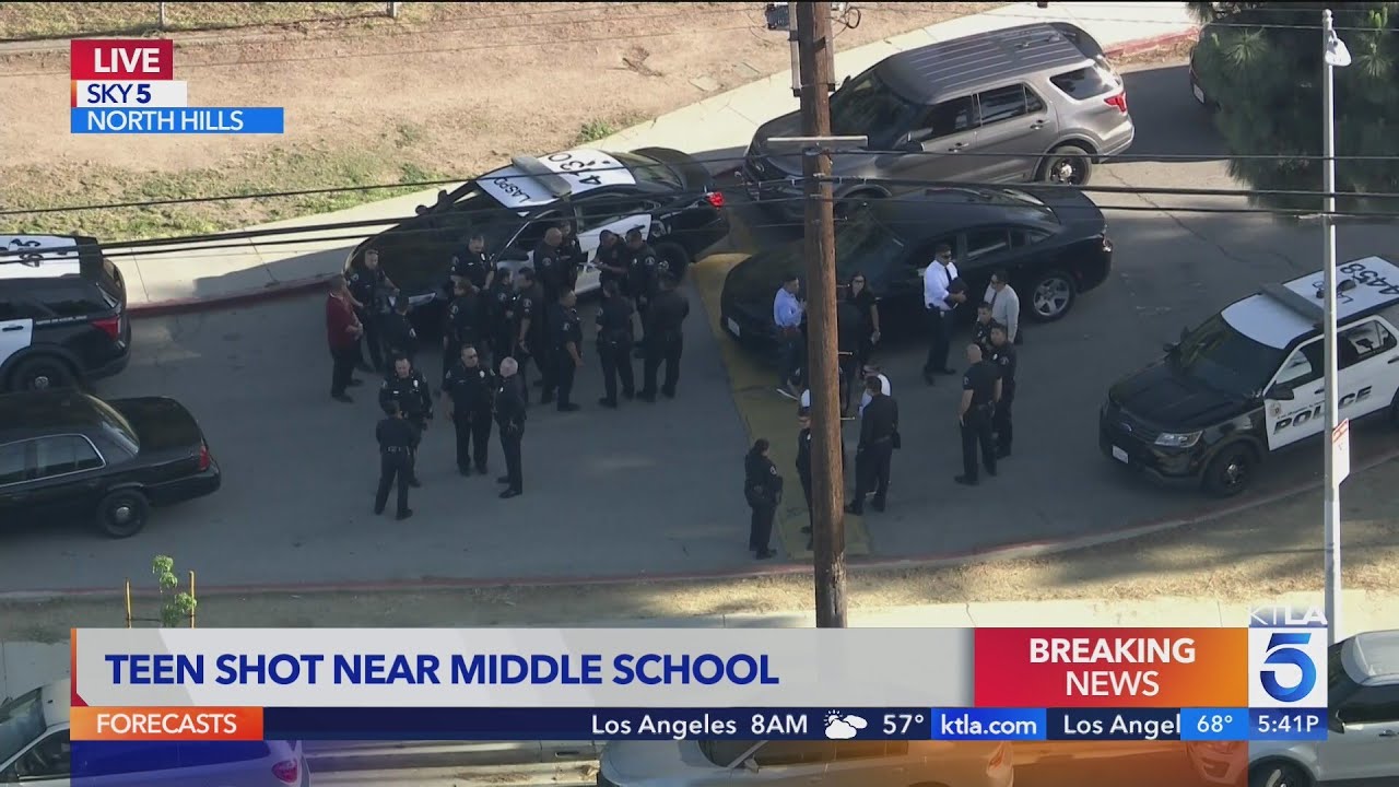 Teen shot near middle school in L.A.'s North Hills neighborhood - YouTube