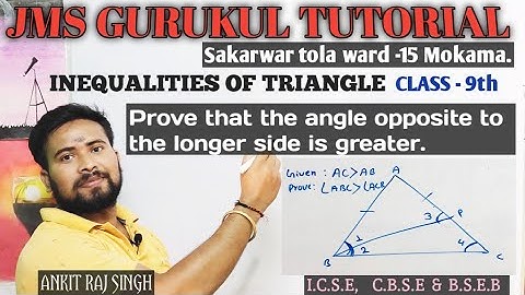 If the two sides of triangle are unequal,prove that the angle opposite to the longer side is greater
