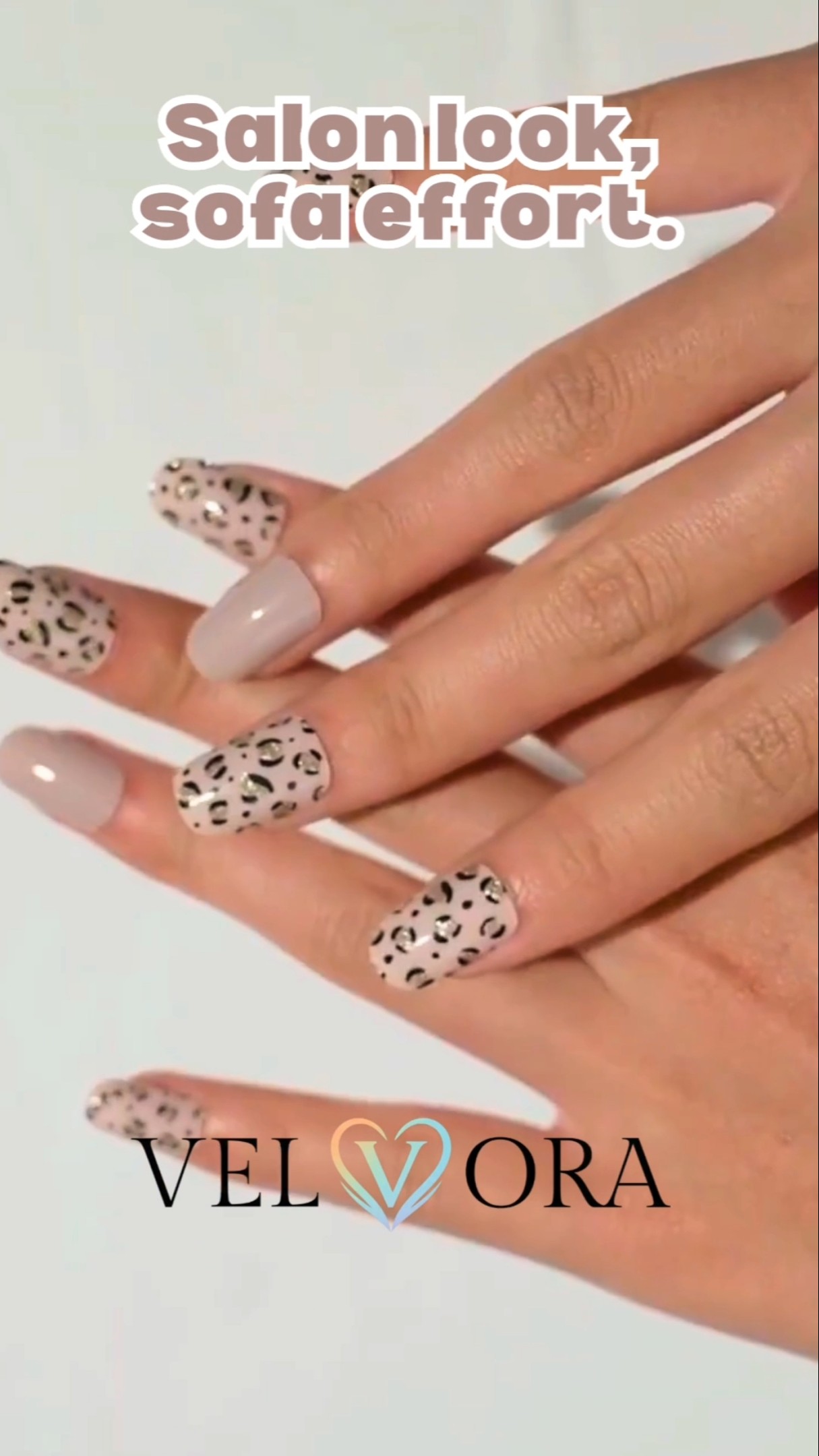 Nude Safari - Semi-Cured Gel Nail Strips applied on real nails