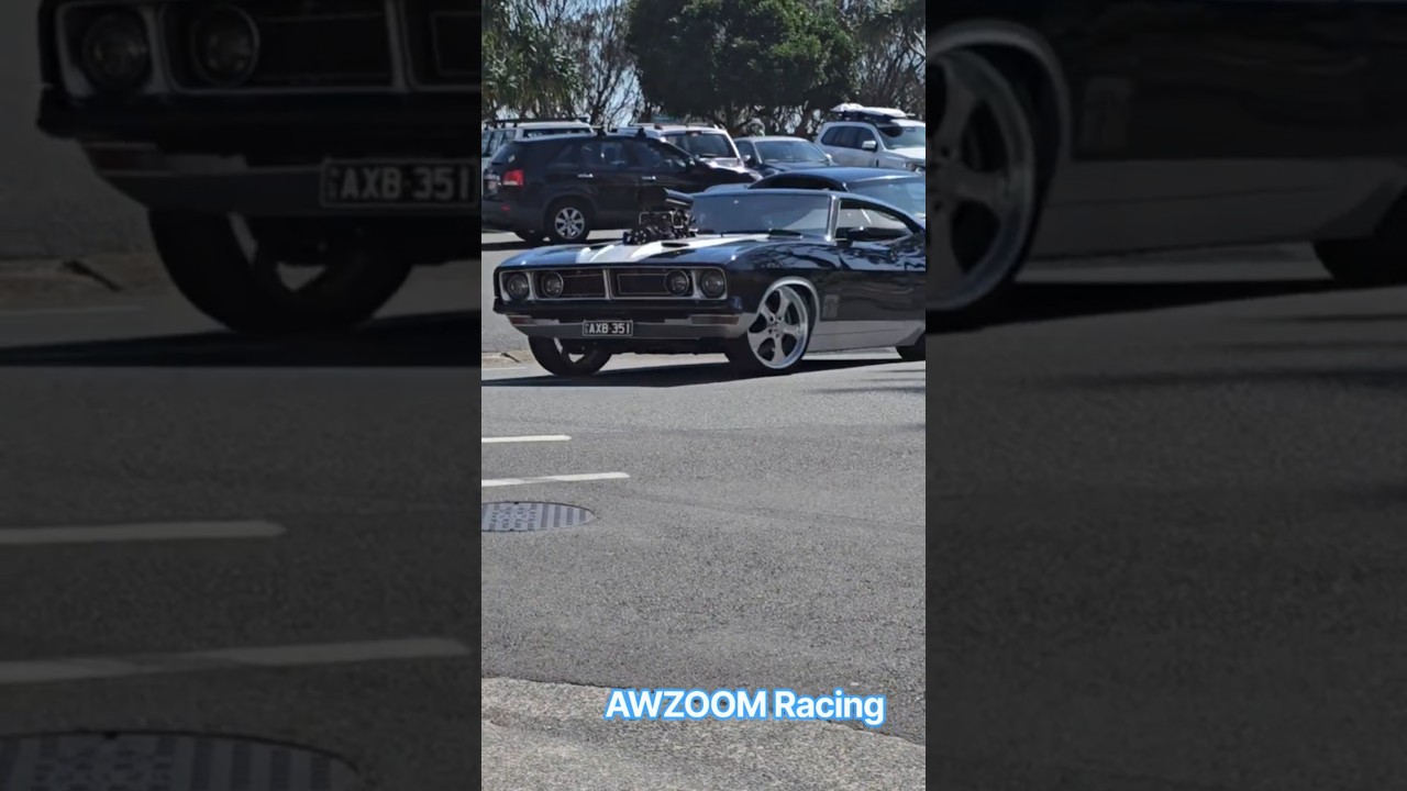 Falcon Coupe supercharged and a tuff Holden UTE cruising Coolangatta beach. #cars #classic #cruise