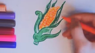 How to draw a corn/ learn to draw/ drawing lessons. Как нарисовать КУКУРУЗУ/ учимся рисовать