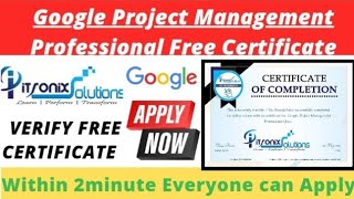 Google Project Management Professional free Certificate | Google Free Certificate | Free Certificate