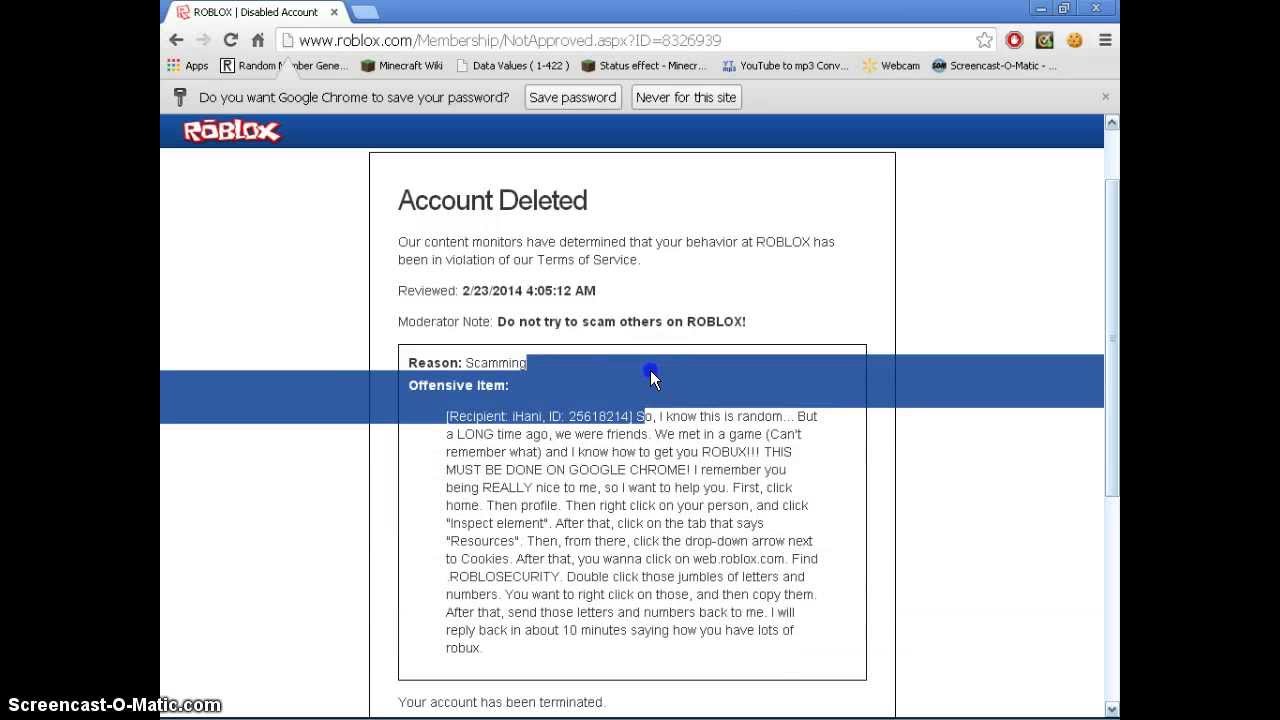 Roblox Account Terminated Youtube - roblox your account has been terminated