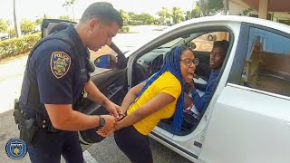 Karens Entitlement Turns Traffic Stop Into Chaos  Karens Getting Arrested By Police