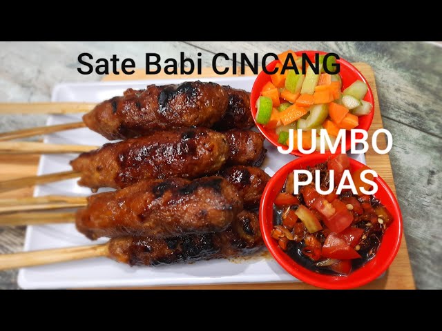 Sate Babi Manis - CINCANG JUMBO | 1 Tusuk Aja Udah Puas | Minced Pork Satay | Nael Onion class=