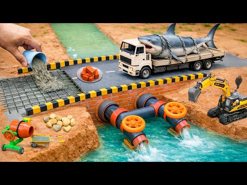 DIY Mini Concrete Bridge with a Smart Dual Outlet Drainage System | @MinMinTractor