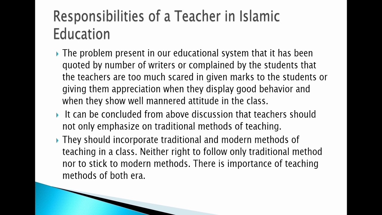 Teacher And Teaching In Islamic Perspective