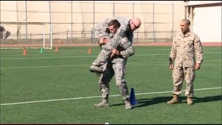 Airmen Try the Marine Corps Combat Fitness Test