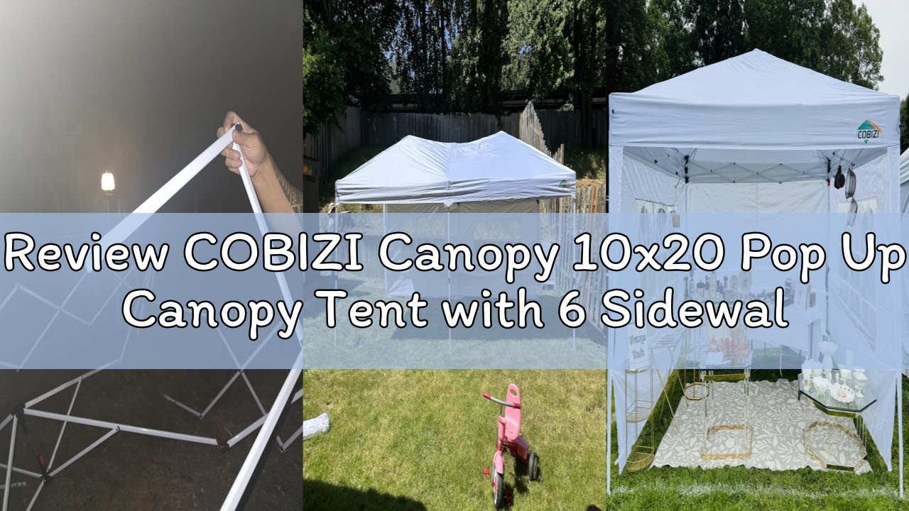 Review COBIZI Canopy 10x20 Pop Up Canopy Tent with 6 Sidewalls Party Tents for Parties Weddings Back
