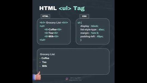 HTML ul Tag #youtubeshorts #webdesign #coding #htmlcss #html5 #tutorial #webdevelopment