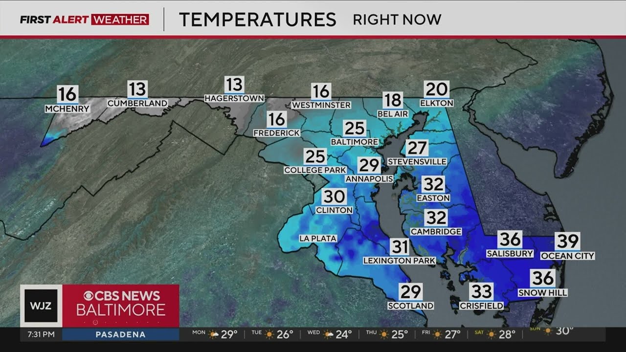 Bitterly cold temperatures continue through the week in Maryland - YouTube