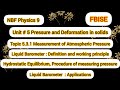 NBF Physics 9 |Unit #5 Pressure and Deformation in solids | Measurement of Atmospheric Pressure