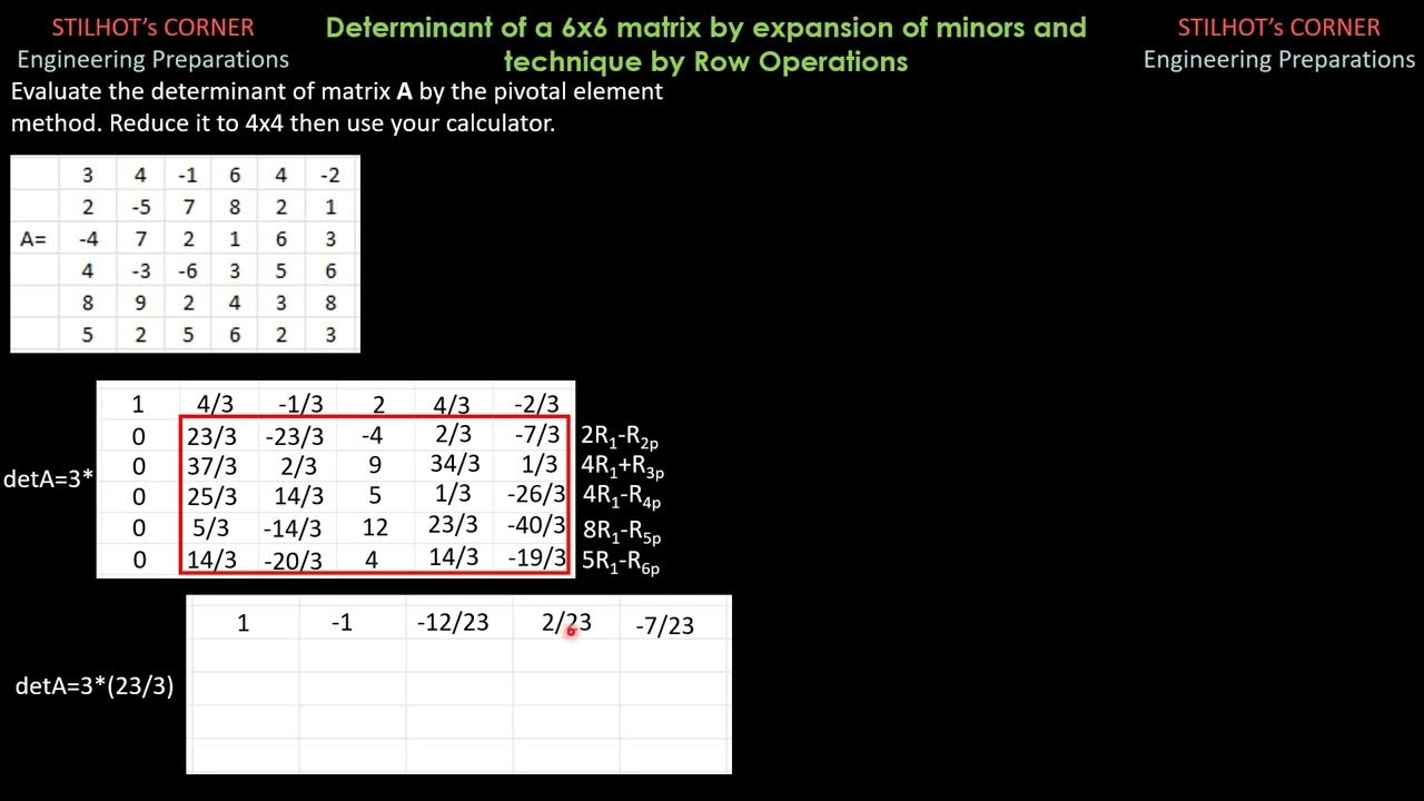 DETERMINANT OF A 6x6 MATRIX by EXPANSION of MINORS THE SHORTER WAY ...