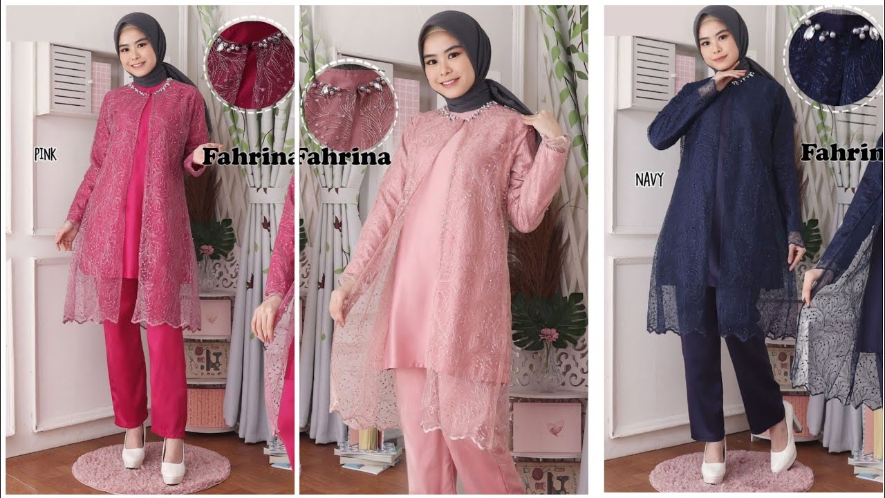 Baju Kondangan Simple Celana Setelan Muslimah Model Fahrina - YouTube