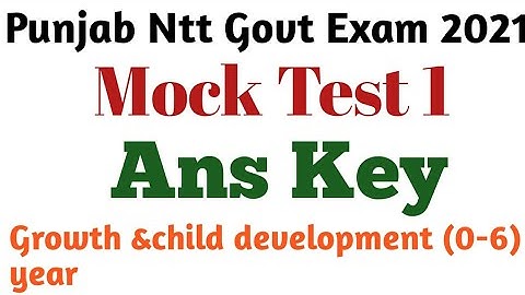 Mock Test 1 Ans key||Punjab ntt govt exam preparation 2021||Ntt Exam