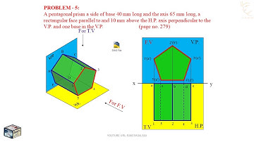 P 6.1(a) projections of solids-I Solutions in AutoCAD (PENTAGONAL PRISM)