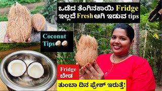 ಒಡದ ತಗನಕಯ Fridge ಇಲಲದ ತಬ ಸಮಯ Fresh ಇಡವ ಟಪಸ Useful Coconut Tips Without Fridge