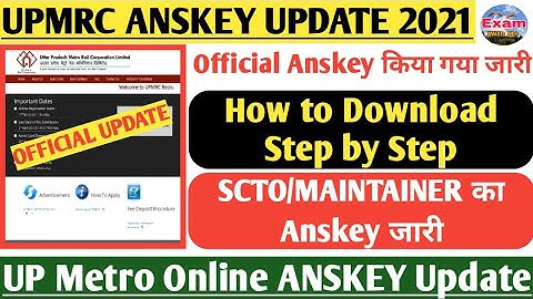 UPMRC ANSKEY UPDATE 2021, Official Anskey डाउनलोड करे#upmrcofficialanskey#upmrcmaintaineranskey#scto