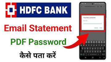How To Open Hdfc Statement Pdf Password || How To Open Hdfc Email Statement.
