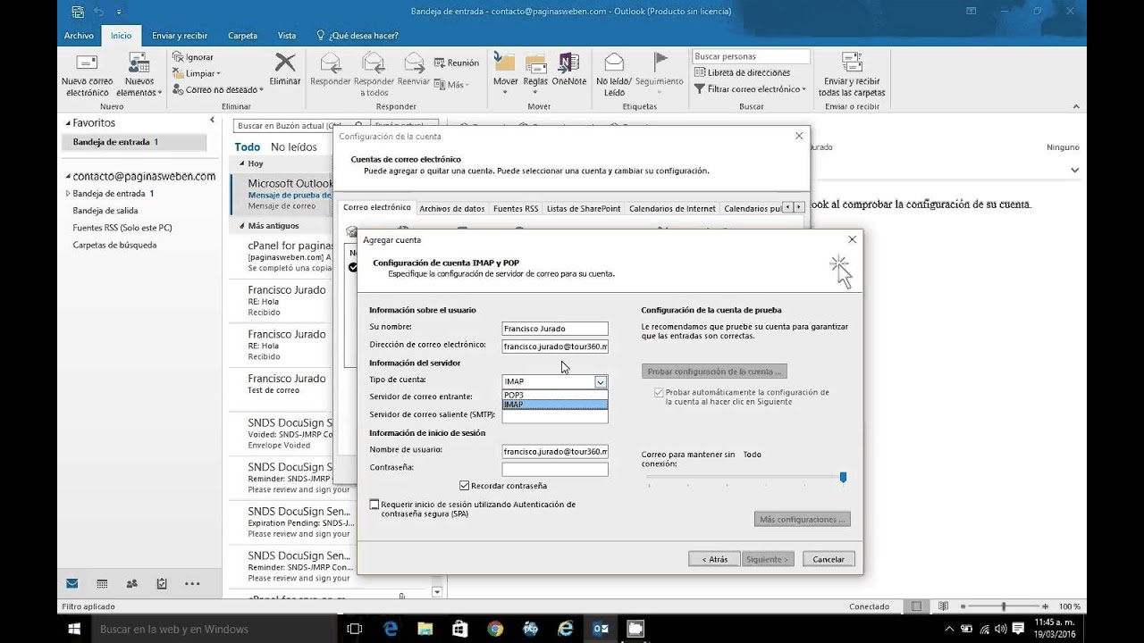 IMAP Outlook 2016 YouTube