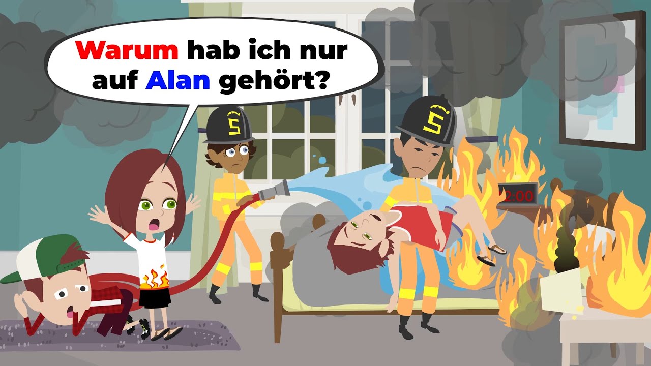 Amy zündet das Haus an weil Papa nicht aufstehen will | Deutsch lernen | Hallo Amy