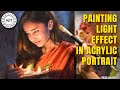 PAINTING LIGHT EFFECT IN PORTRAIT | ACRYLIC PORTRAIT PAINTING TUTORIAL ON PAPER BY DEBOJYOTI BORUAH