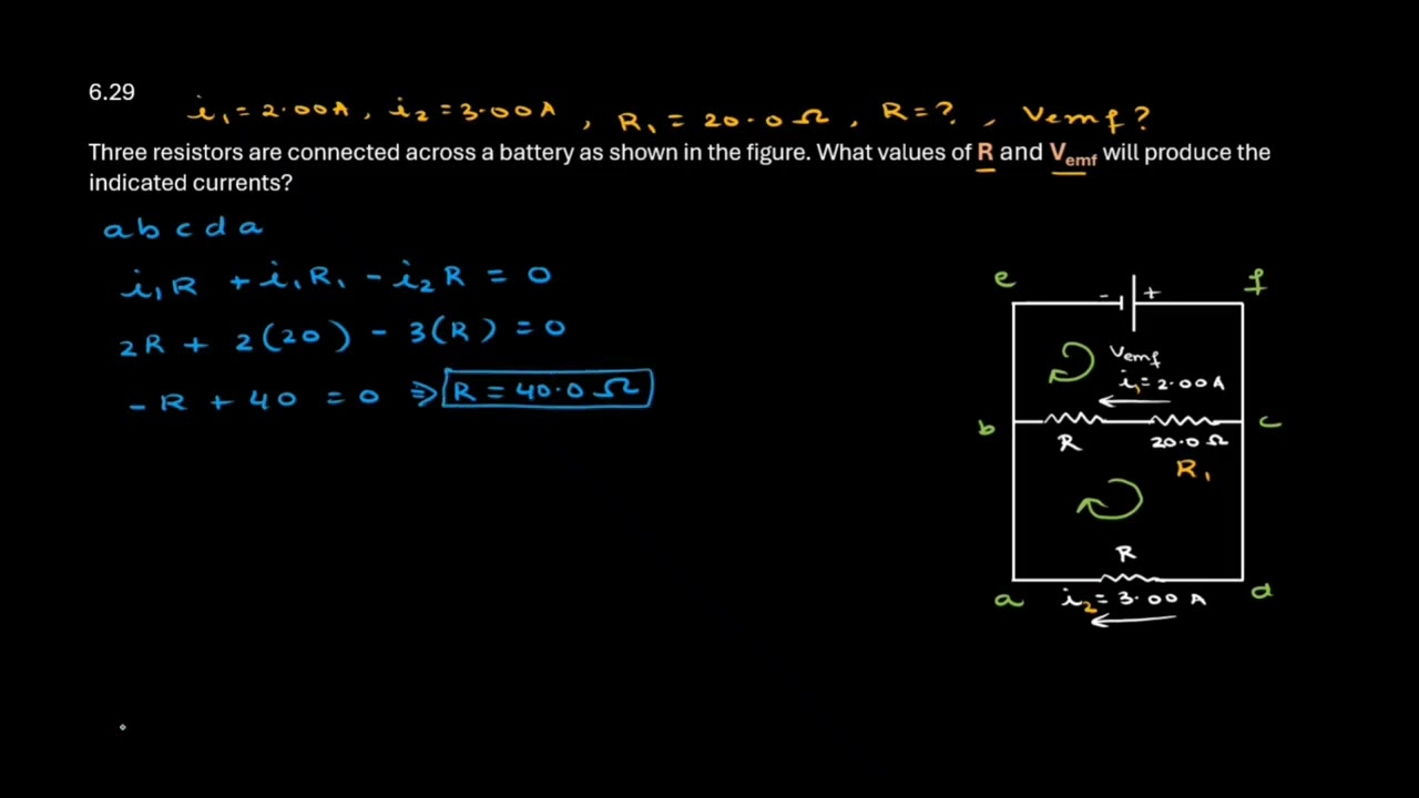 Grade 12 E: (Q 14) 6.29: Applying Kirchhoff loop rule. 