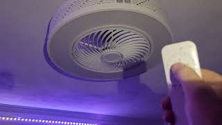 OUKANING 21 6 in  Integrated LED Indoor Enclosed Ceiling Fan with Light, Model HG HCXLST 4166, UPC 7