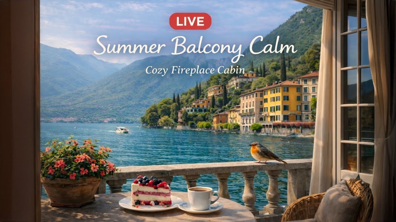 LIVE: Calm Balcony Ambience by the Lake | Soft Summer Piano | Background Music 🌿