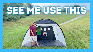 Master Your Swing at Home with This 10x7ft Golf Practice Net & Mat Combo [DEMO]