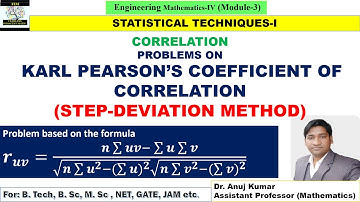 Karl Pearson Coefficient of Correlation | Step Deviation Method | Correlation Coefficient