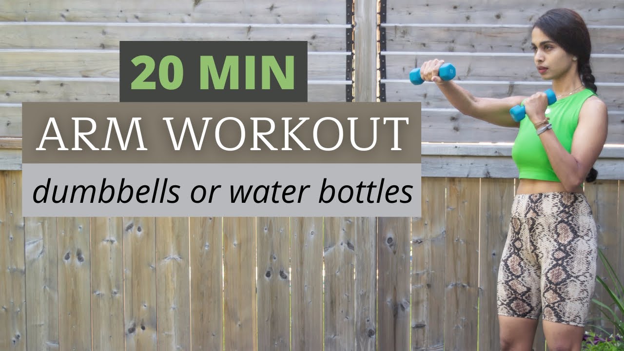 20 min ARM WORKOUT with dumbbells or water bottle How To Lose Arm Fat
