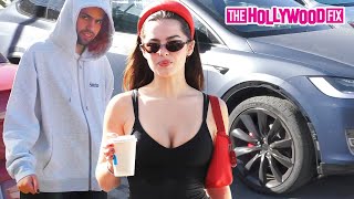 Addison Rae Wrecks Her Tesla With Boyfriend Omer Fedi Before Pulling Up To Forma Pilates Class