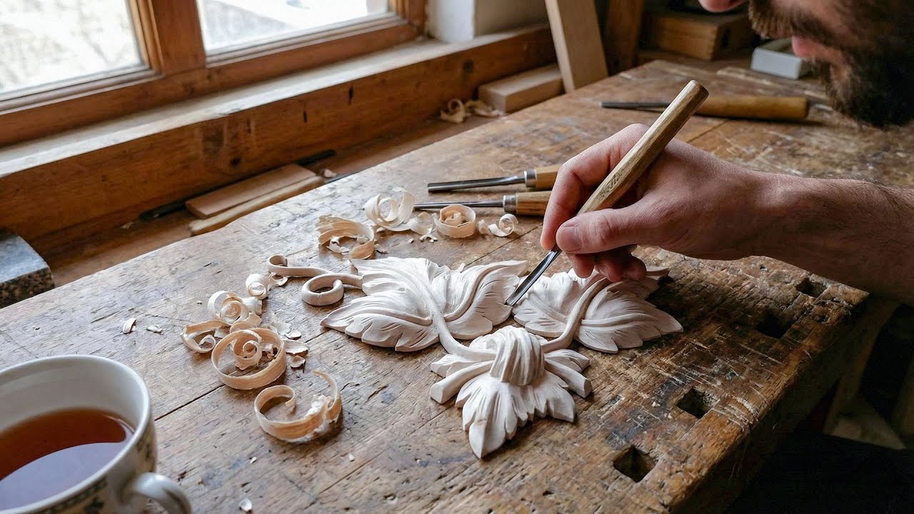 ✅Leaf Carving in Wood | Silent Crafting | Step-by-Step Handmade Process