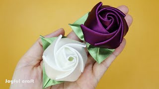 ลองทำเป็นดอกกุหลาบที่สวยงามด้วยริบบิ้นดูสิคะ💖Beautiful satin ribbon rose flower craft