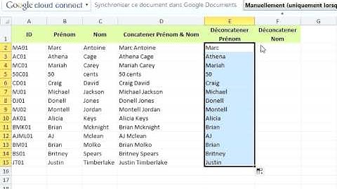 Concatener et déconcatener des informations dans Excel