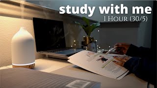 1 Hour Study With Me |  Relaxing Fire Crackling + Rain  Pomodoro 30/5