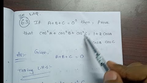 Prove that Cos²A+Cos²B+Cos²C=1+2CosA.CosB.CosC || trigonometry upto Transformations chapter ||
