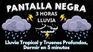 Tormenta Eléctrica y Lluvia Pesada para Dormir Rápido⚡Estudiar y Aliviar Estrés 🌧️ Pantalla Negra