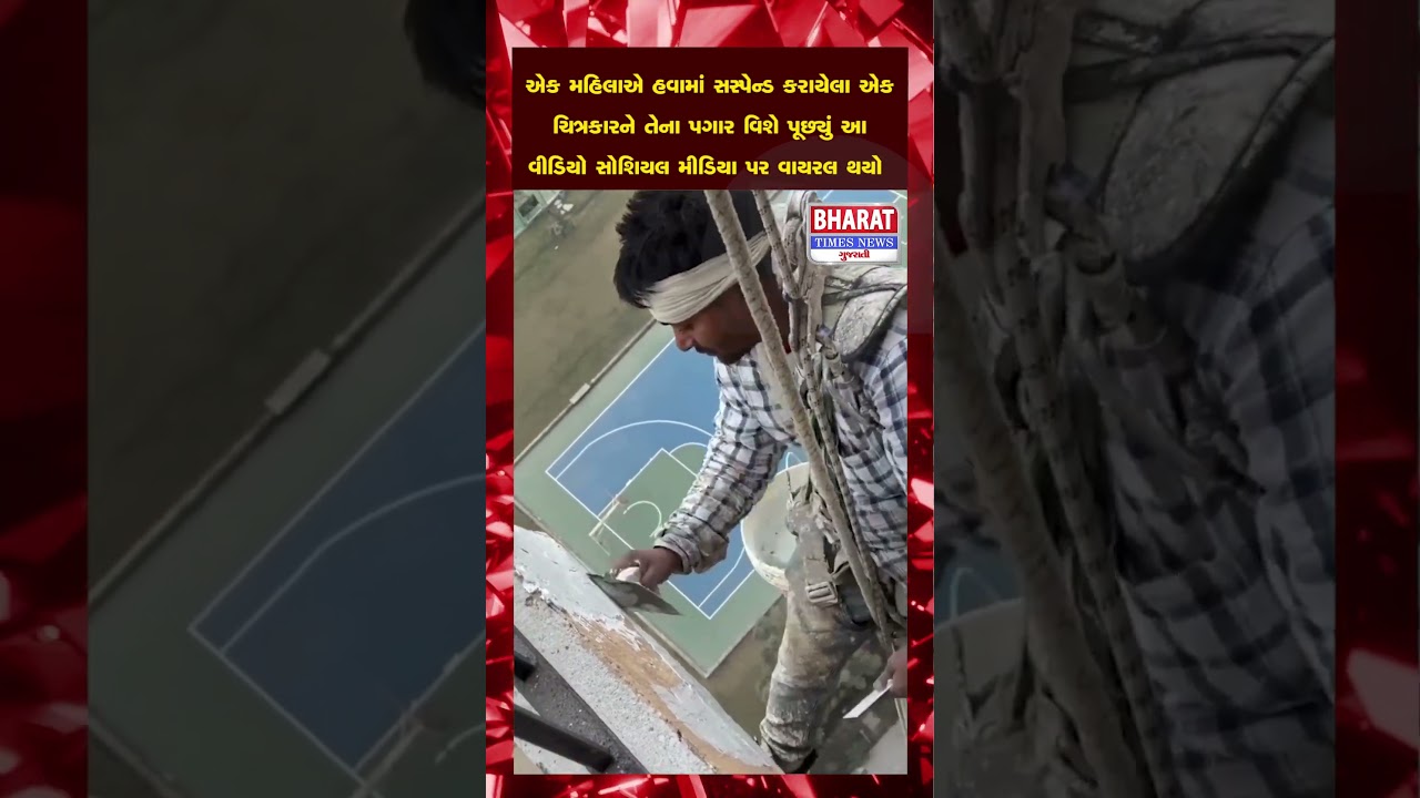 એક મહિલાએ હવામાં સસ્પેન્ડ કરાયેલા એક ચિત્રકારને તેના પગાર વિશે પૂછ્યું વીડિયો સોશિયલ મીડિયા પર વાયરલ