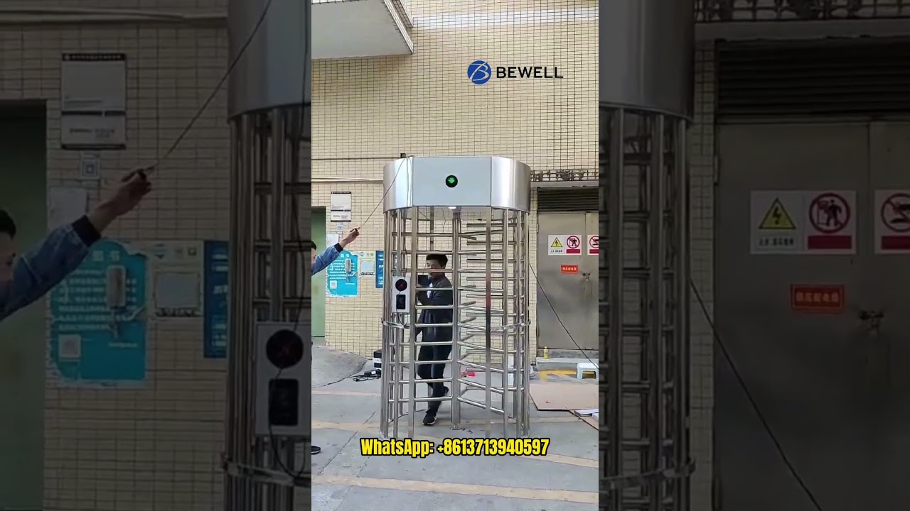 Bewell Single Lane Stainless Steel Rods Bidirectional Full Height Turnstile Gate