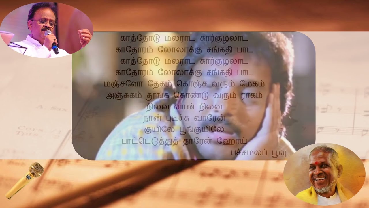 pacha mala poovu - tamil karaoke song - male solo - ilayaraja - spb - with tamil lyrics