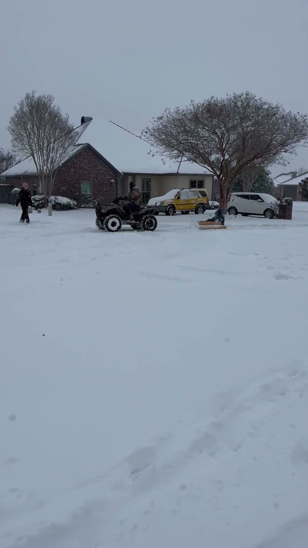 Louisiana Four Wheeler Snow Sled || ViralHog