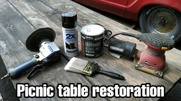 How to step by step restore your picnic table under $30 using Behr and Rust-Oleum products.