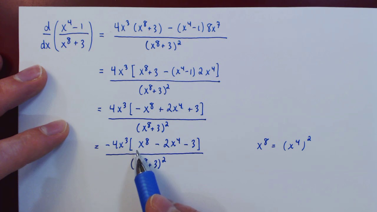 The Quotient Rule - Example 2 - YouTube